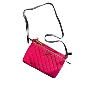 3 for $20 Kate Landry Quilted Crossbody Bag Hot Pink Nylon Adjustable Strap Gold